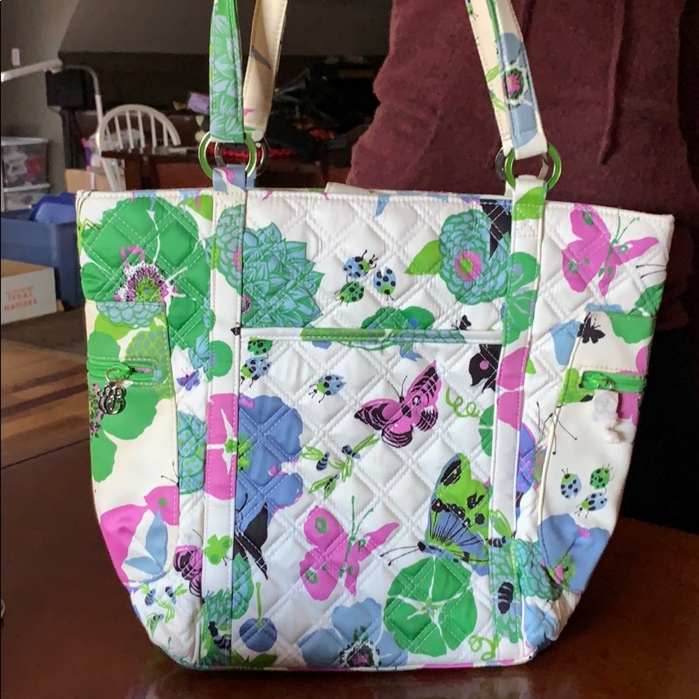 Vera Bradley Butterfly Themed Quilted Fabric Purse